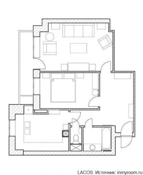 Двухкомнатная квартира со множеством деталей синего цвета и природными мотивами. 08
