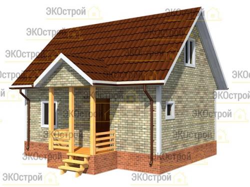 Неготино.  Каркасный дом 6 х 8 метров с мансардой общей площадью 77, 5 м. кв. 08
