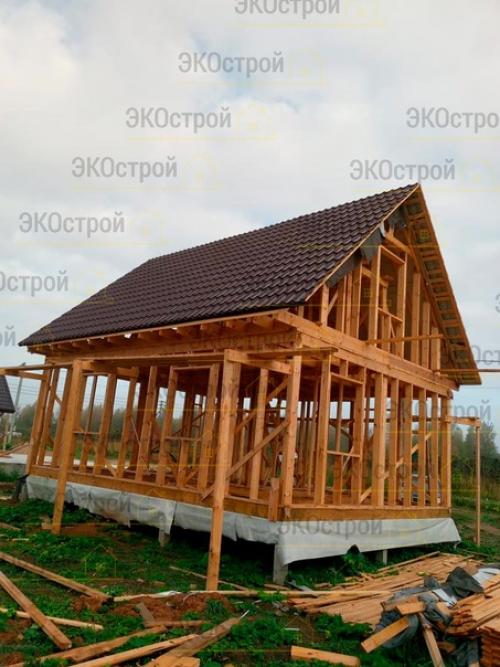 Неготино.  Каркасный дом 6 х 8 метров с мансардой общей площадью 77, 5 м. кв. 05