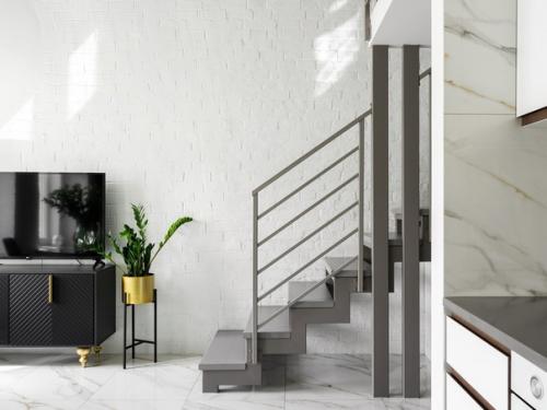 Интерьер двухуровневой студии 27 кв. 05