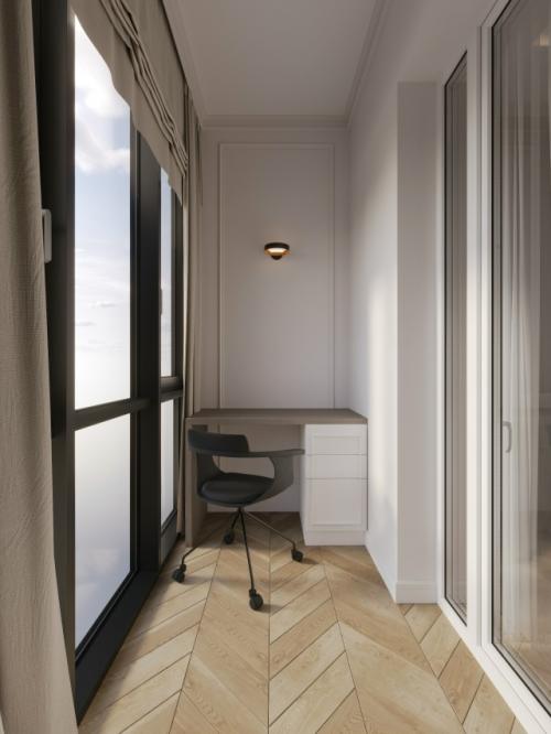 Дизайн интерьера ванной комнаты и балкона в хозяйской спальне. 04