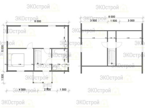 Неготино.  Каркасный дом 6 х 8 метров с мансардой общей площадью 77, 5 м. кв. 09