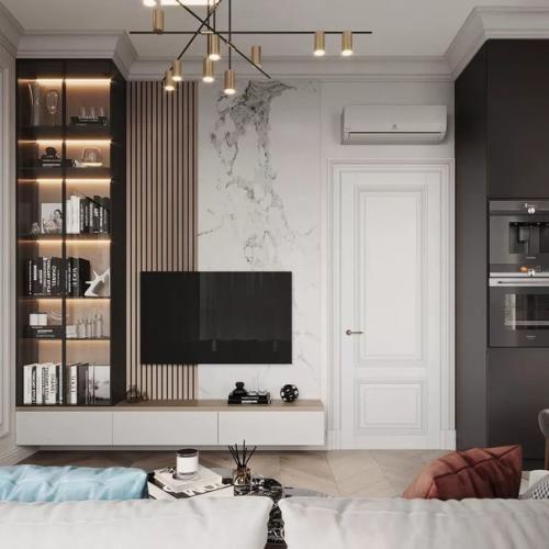 Идеальное пространство кухни - гостиной. 02