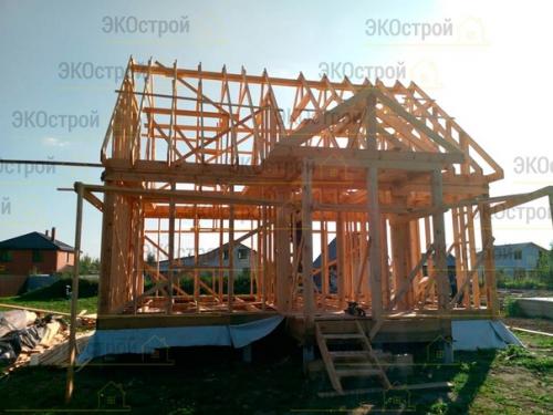 Неготино.  Каркасный дом 6 х 8 метров с мансардой общей площадью 77, 5 м. кв. 03