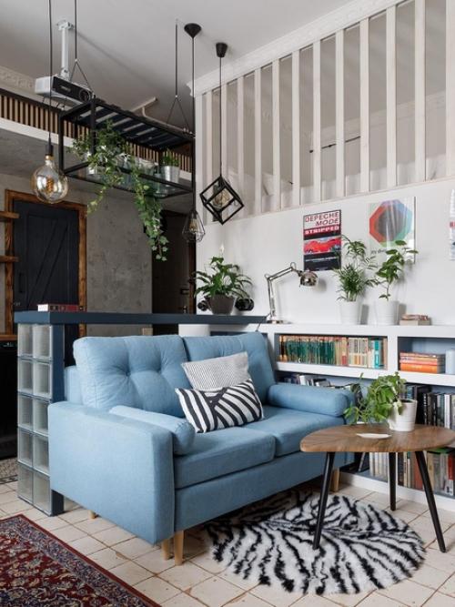 Реализованный интерьер эклектичной квартиры, площадью 36 кв. 01