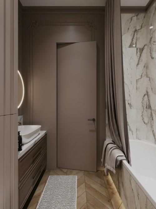 Дизайн интерьера ванной комнаты и балкона в хозяйской спальне. 03