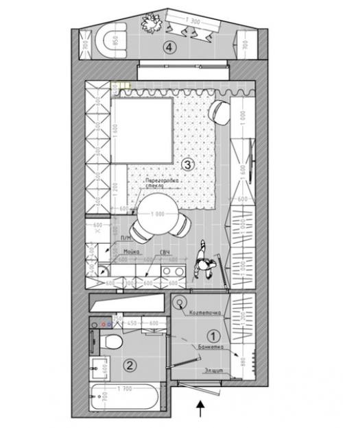 Очень крутой проект квартиры 33 кв. 09
