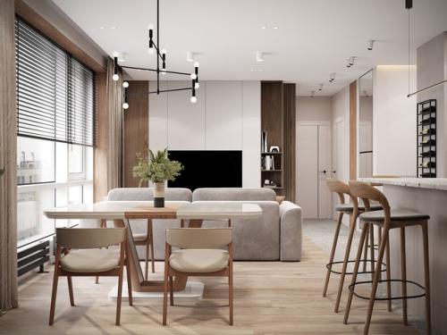 Новые правки по гостиной и кухне в ЖК Наука закончили. 01