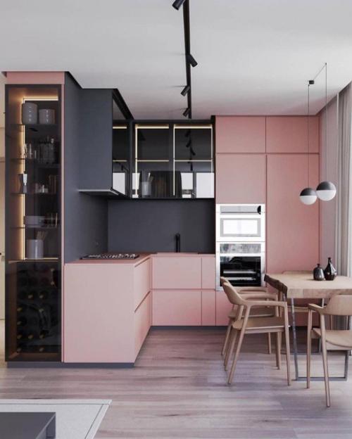 Необычное сочетание цветов в интерьере кухни. 01