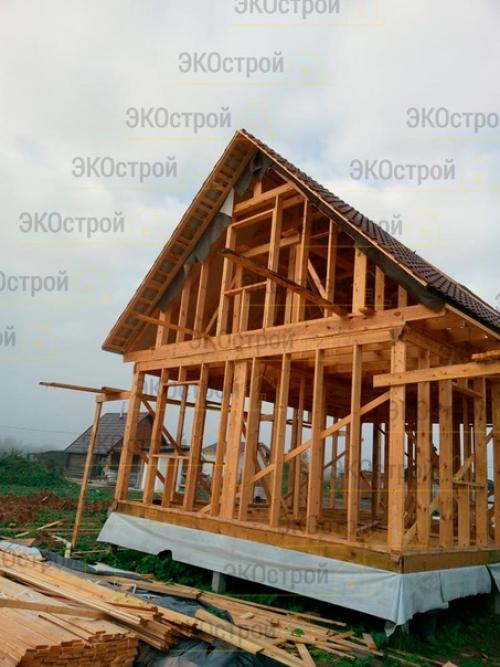 Неготино.  Каркасный дом 6 х 8 метров с мансардой общей площадью 77, 5 м. кв. 04