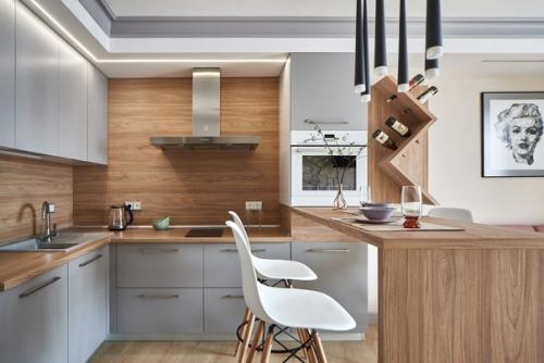 Интерьер кухни - гостиной в скандинавском стиле. 01