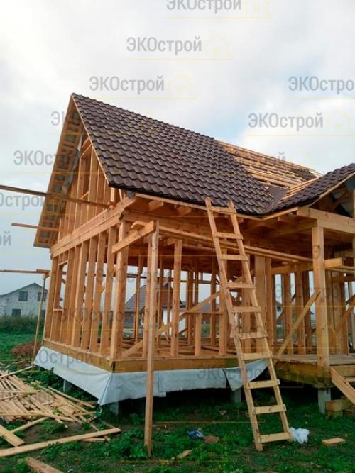 Неготино.  Каркасный дом 6 х 8 метров с мансардой общей площадью 77, 5 м. кв. 07