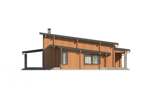 Одноэтажный деревянный дом в бужарово 277 м 2 с тотальным остеклением и каменными колоннами от компании Good Wood. 08