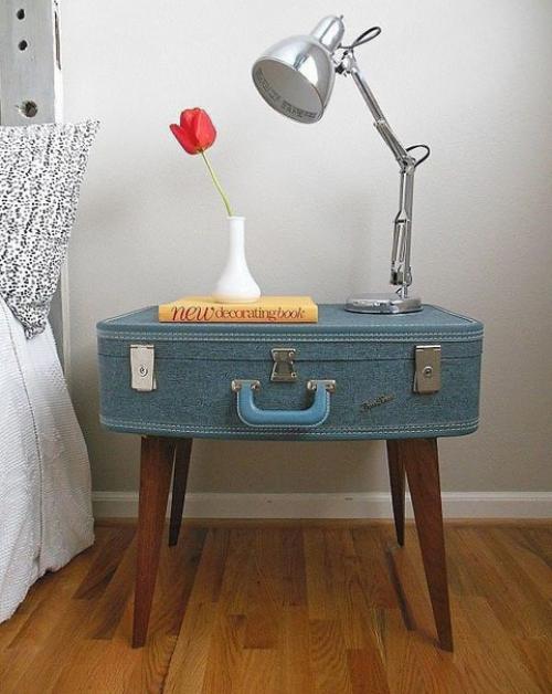 7 способов использования старого чемодана в интерьере: от пуфика до подставки для цветов и это не ящик для новогодних игрушек. 08