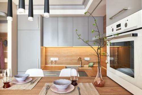 Интерьер кухни - гостиной в скандинавском стиле. 03