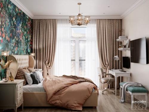 Спальня с акцентной фреской из коллекции Atmosphere (арт. 02