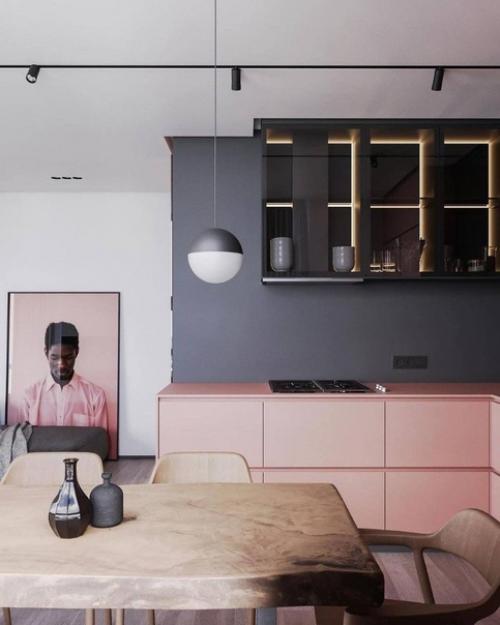 Необычное сочетание цветов в интерьере кухни. 02