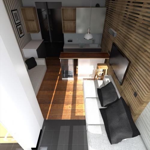 Для небольшой квартиры важно не только грамотно зонировать пространство, но и правильно расставить акценты. 01