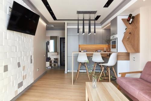 Интерьер кухни - гостиной в скандинавском стиле. 06