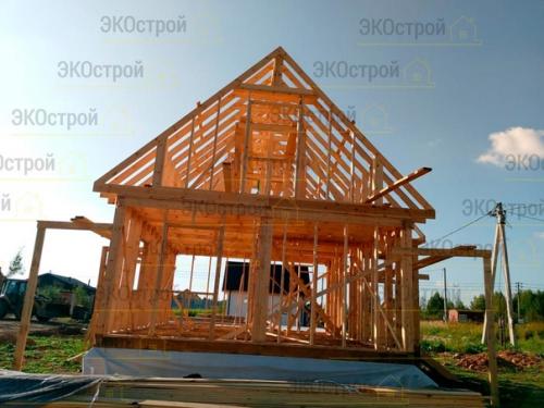 Неготино.  Каркасный дом 6 х 8 метров с мансардой общей площадью 77, 5 м. кв. 02