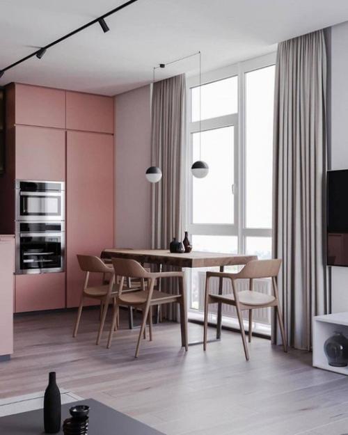 Необычное сочетание цветов в интерьере кухни. 03