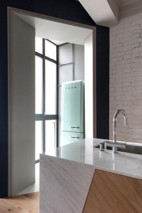 Белая квартира с синими акцентами 78 м. 05 Белая квартира с синими акцентами 78 м. 05