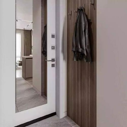 Современная лаконичная и элегантная кухня - гостиная площадью 18 м. 08