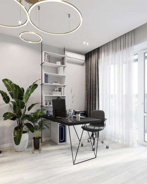 Просторная гостиная с рабочим местом. 02