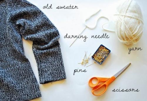 Как сделать обувь для дома из старого свитера? 01