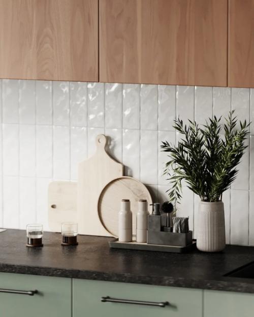 Невероятно нежная и легкая кухня - гостиная с природной атмосферой. 05