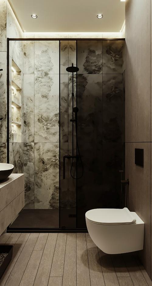 Дизайн интерьера ванной комнаты для молодой семьи. 03