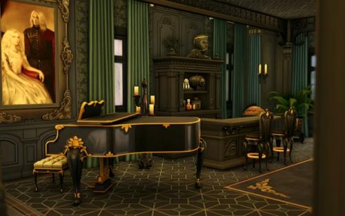 Интерьер особняка с предыдущего поста вышел довольно готический, мрачный и чуток пошарпанный. 02