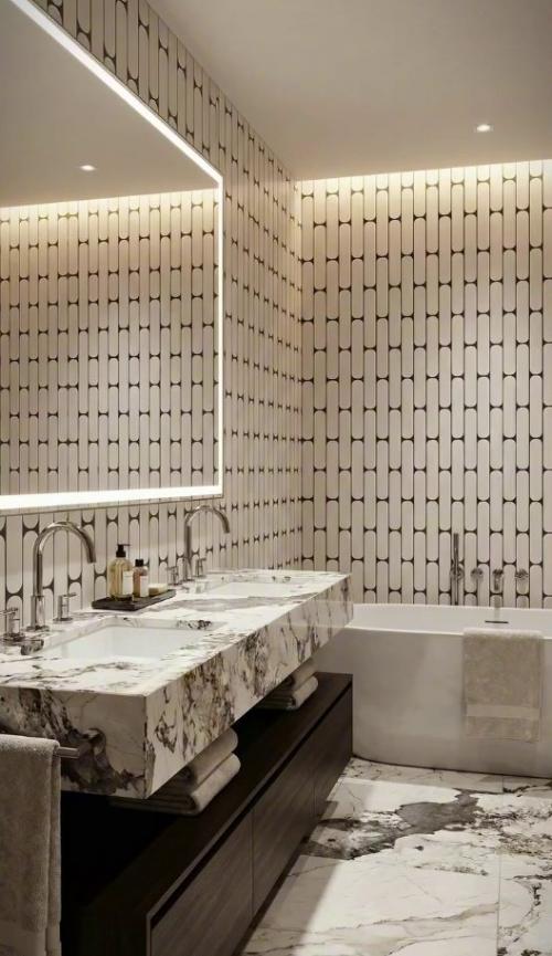 Памятки с идеальным сочетанием цветов и материалов для ванной. 08