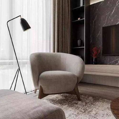 Современная лаконичная и элегантная кухня - гостиная площадью 18 м. 07