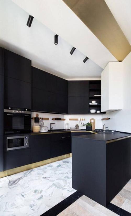 Черные кухни. Ли место черному цвету в интерьере кухонь есть? 01