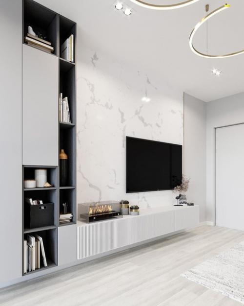 Пpoсторная гостиная с рабочим местом. 07