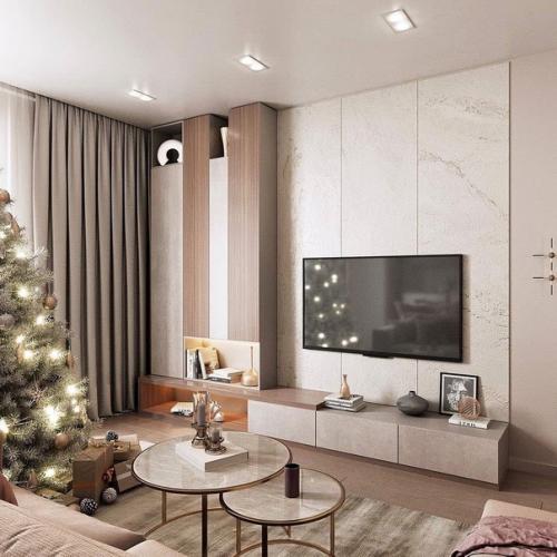 Интерьер кухни - гостиной в нежнои, нюдовои цветовои гамме. 01