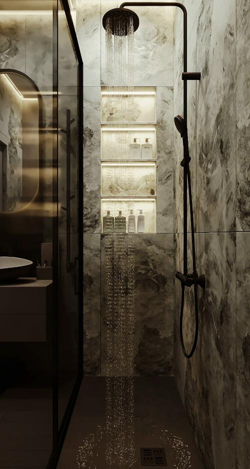 Дизайн интерьера ванной комнаты для молодой семьи. 05