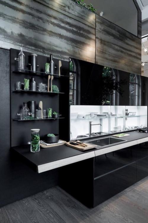 Черные кухни. Ли место черному цвету в интерьере кухонь есть? 08