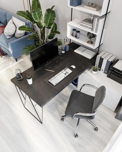 Пpoсторная гостиная с рабочим местом. 03