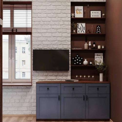 Двухуровневая квартира. На первом этаже находится кухня, гостиная и санузел. 02