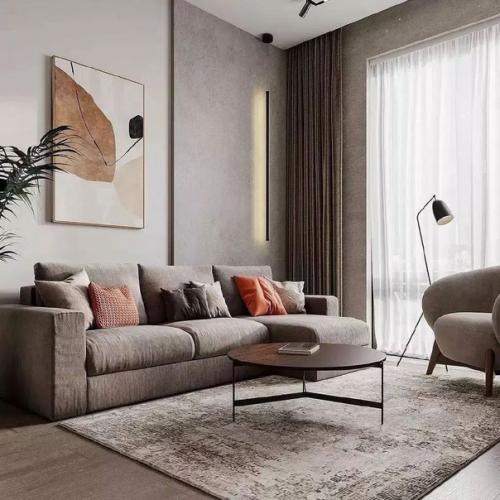 Современная лаконичная и элегантная кухня - гостиная площадью 18 м. 03