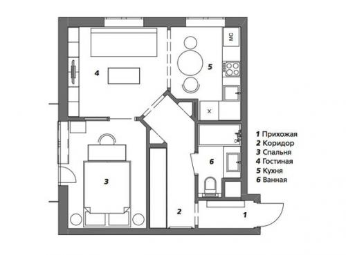 Маленькая квартира с планом, 36 м. 01