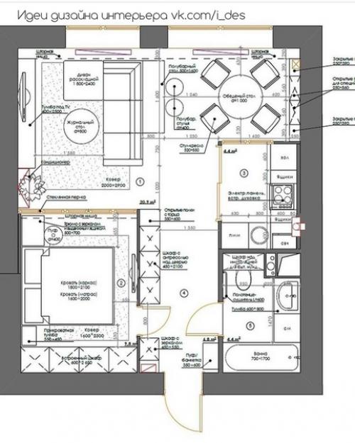 Проект квартиры 40 м 2. какая зона вам больше всего нравится? 08
