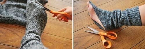 Как сделать обувь для дома из старого свитера? 05