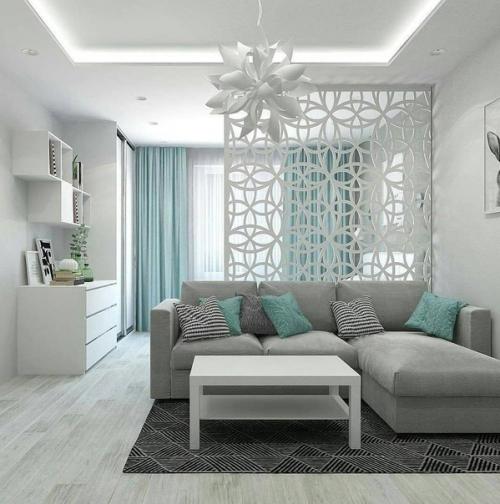 Интерьеры гостиной, объединенной со спальней. 04