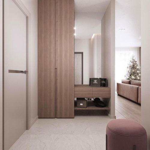 Интерьер кухни - гостиной в нежнои, нюдовои цветовои гамме. 08