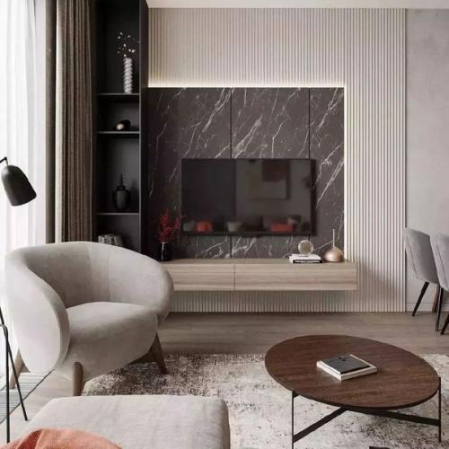 Современная лаконичная и элегантная кухня - гостиная площадью 18 м. 04