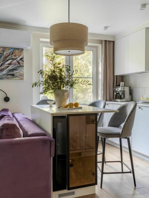 Элегантный домашний интерьер в однокомнатной панельке 44 м. 01