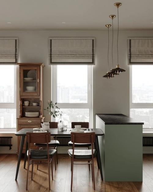 Невероятно нежная и легкая кухня - гостиная с природной атмосферой. 04